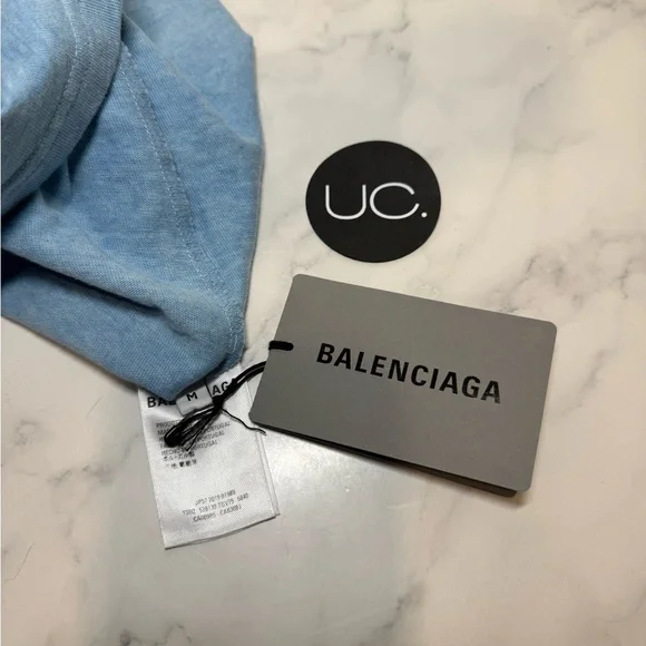 Balenciaga BB Fitted Tee in Baby Blue. Size Medium. NWT. - Picture 7 of 8
